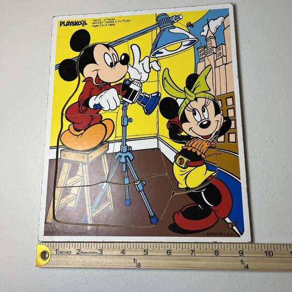 Lot‎ of 2 Vintage Playskool Wood Puzzles Disney Mickey Mouse & Bus - Picture 6 of 9